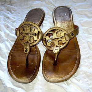 Gold Tory Burch Miller sandals